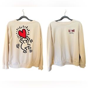 Keith Haring Love Graphic Sweatshirt Heart Graphic Valentine’s Day Streetwear